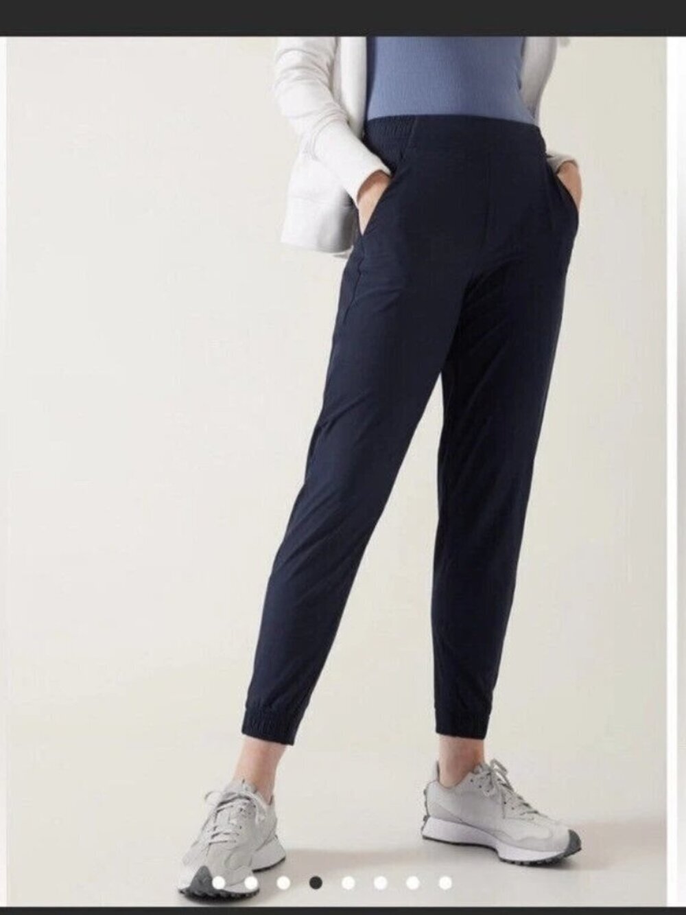Athleta Brooklyn Legacy Mid Rise Jogger Pant Gorpcore Athleisure in Navy Blue 18